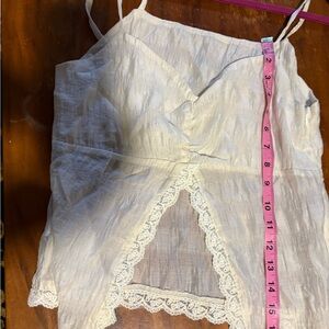 Dazy White Lace Trim Tie Strap Boho Summer Tank Top Small